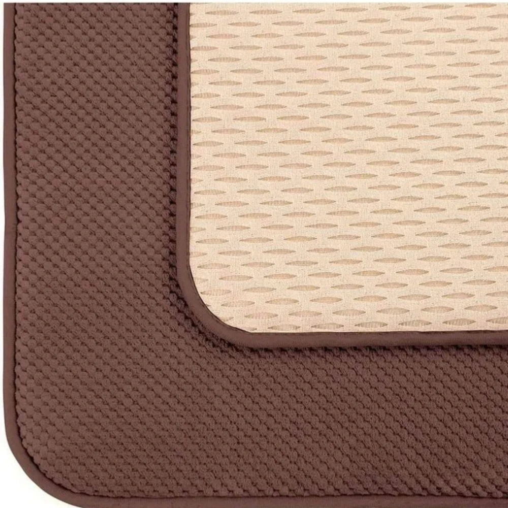 Absorbent Memory Foam Bath Mat, Non Slip Cozy Microfiber (17”x24”) Brown